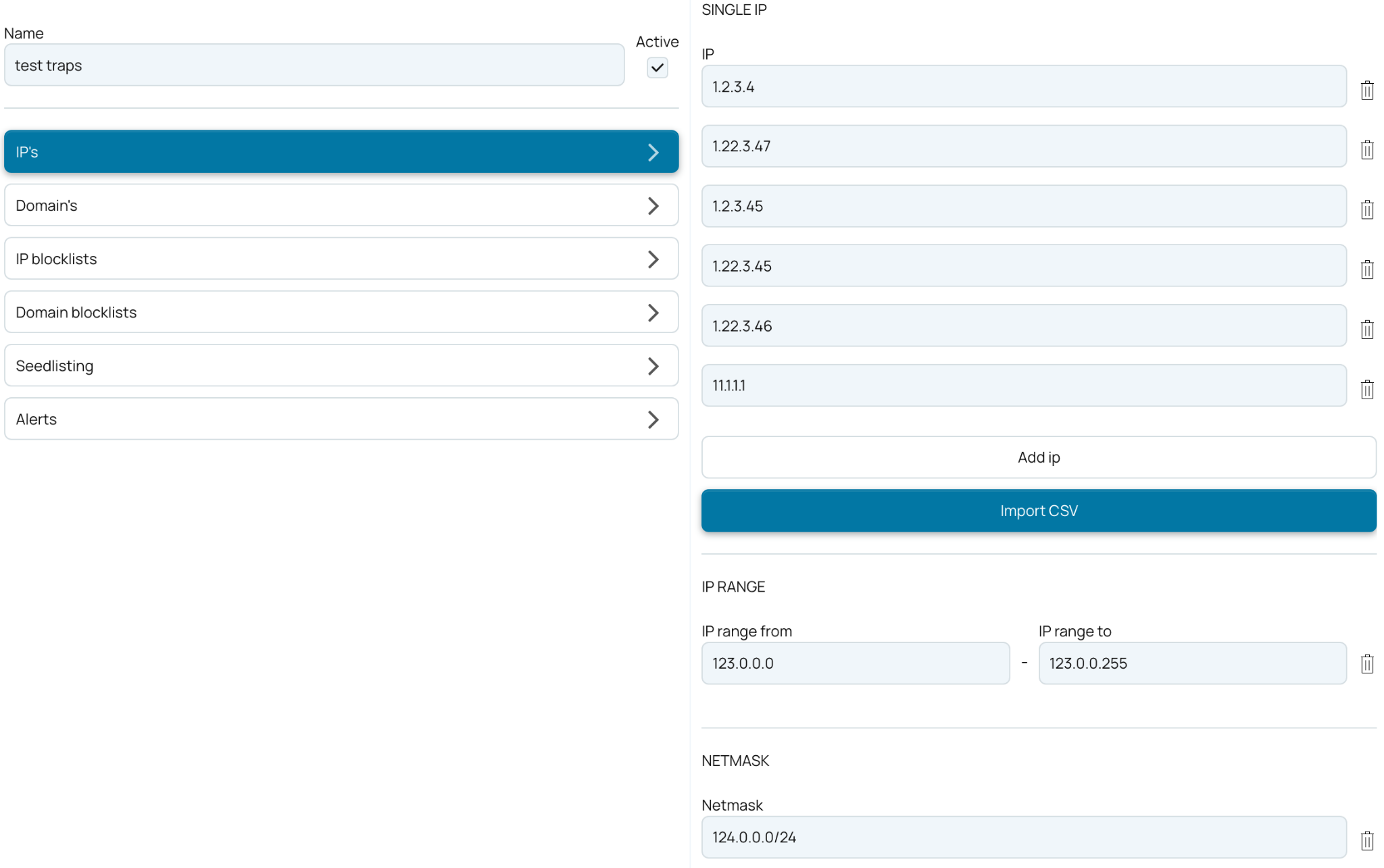 Add IP`s, domains