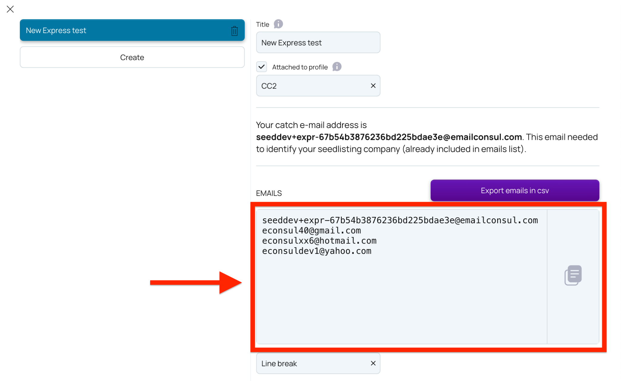 Seedlisting express emails