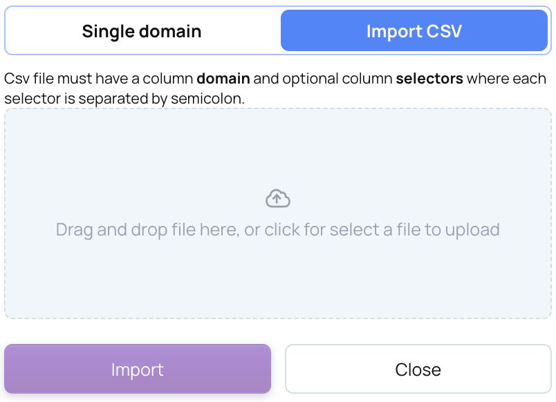 Domain import csv