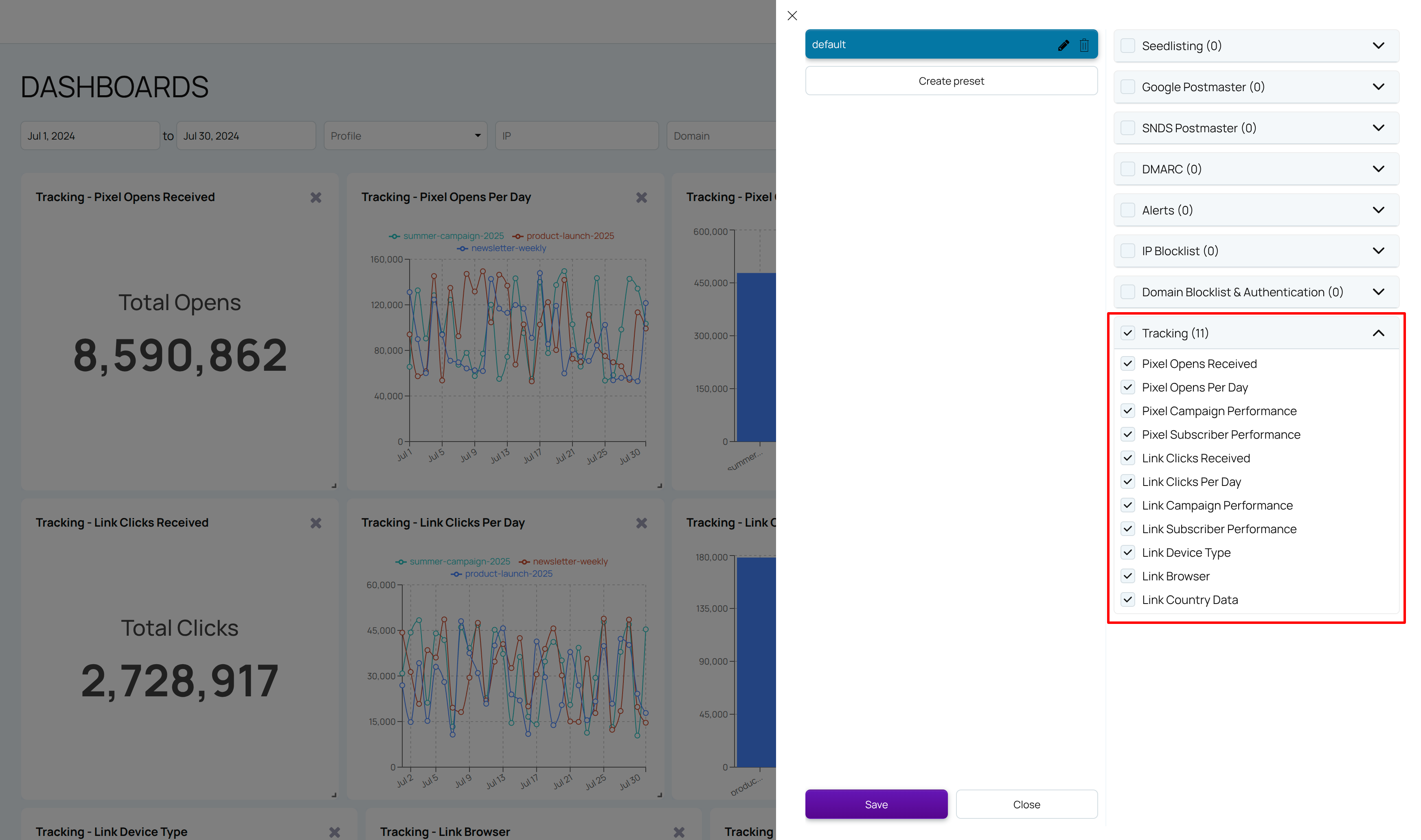 View Tracking Common Dashboards