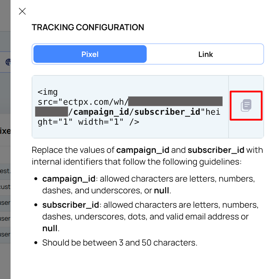 Copy Tracking Pixel