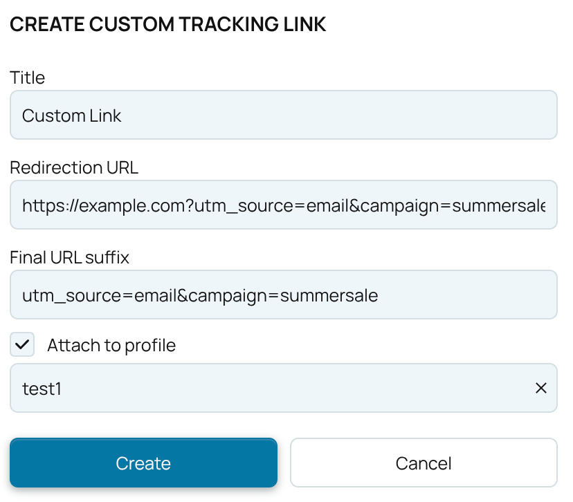Fill Custom Tracking Link