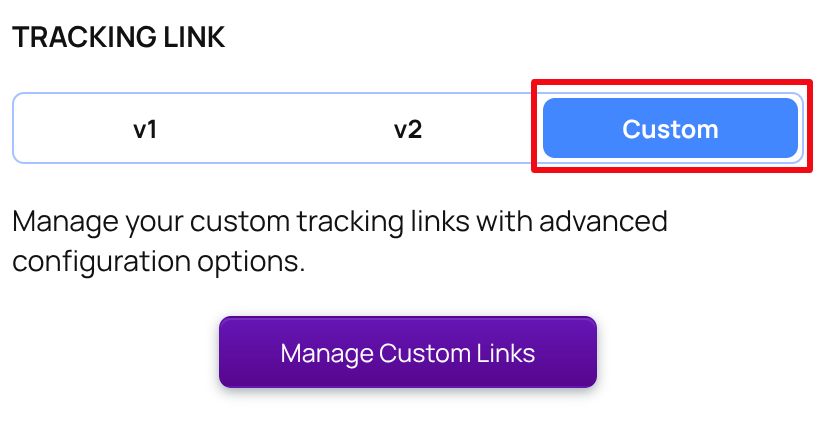 Select Custom Tracking Link